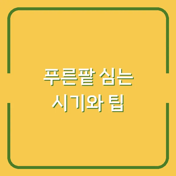 푸른팥 심는 시기와 팁