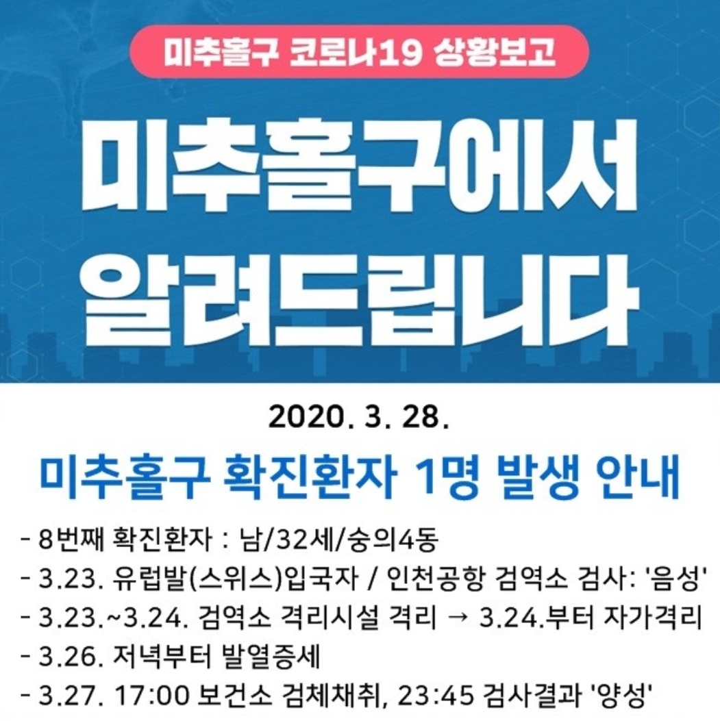  미추홀구 8번 숭의4동 코로나19 확진자 발생 동선은?