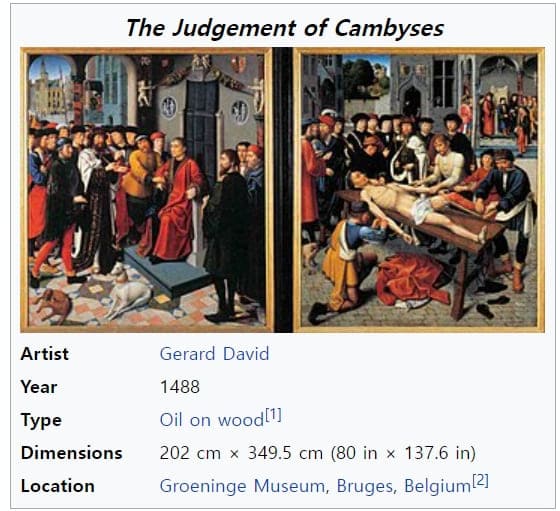 &#39;캄비세스의 심판(The Judgement of Cambyses)&#39;...우리나라 헌법재판과 그리고 대법관들이 꼭 봐야 할 그림