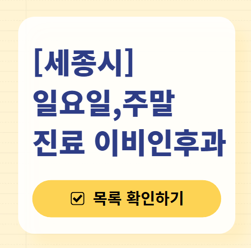 세종 일요일 문 여는 이비인후과 목록 ❘ 토요일 주말 공휴일 병원 바로 찾기