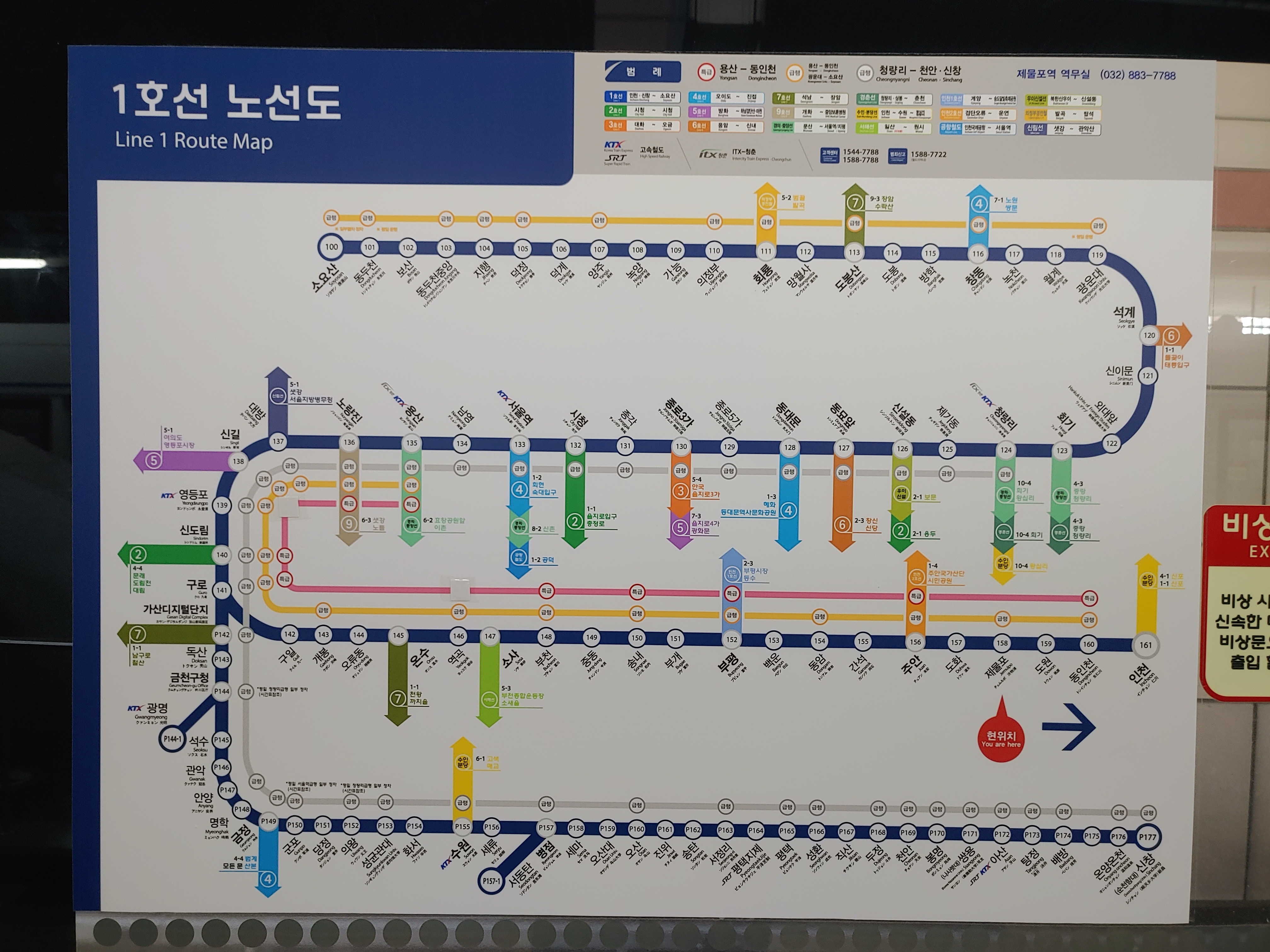  전철 1호선 노선도 사진