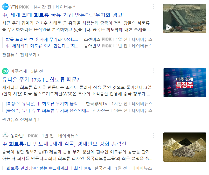  희토류 관련주에 대해 정리해 보겠습니다.