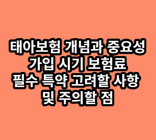 태아보험개념과중요성