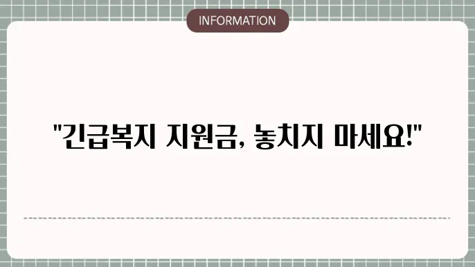 긴급복지 생계지원금 지급 기준 및 정책 안내