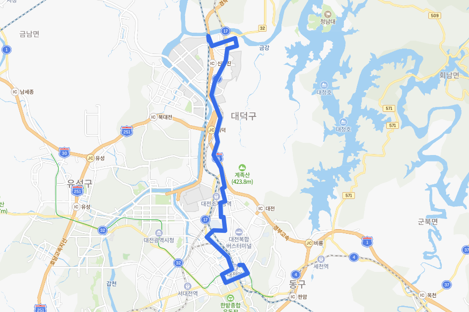  [대전] 711번버스 노선, 시간표 : 대덕구청, 한일병원, 중리동, 한남대, 대전역