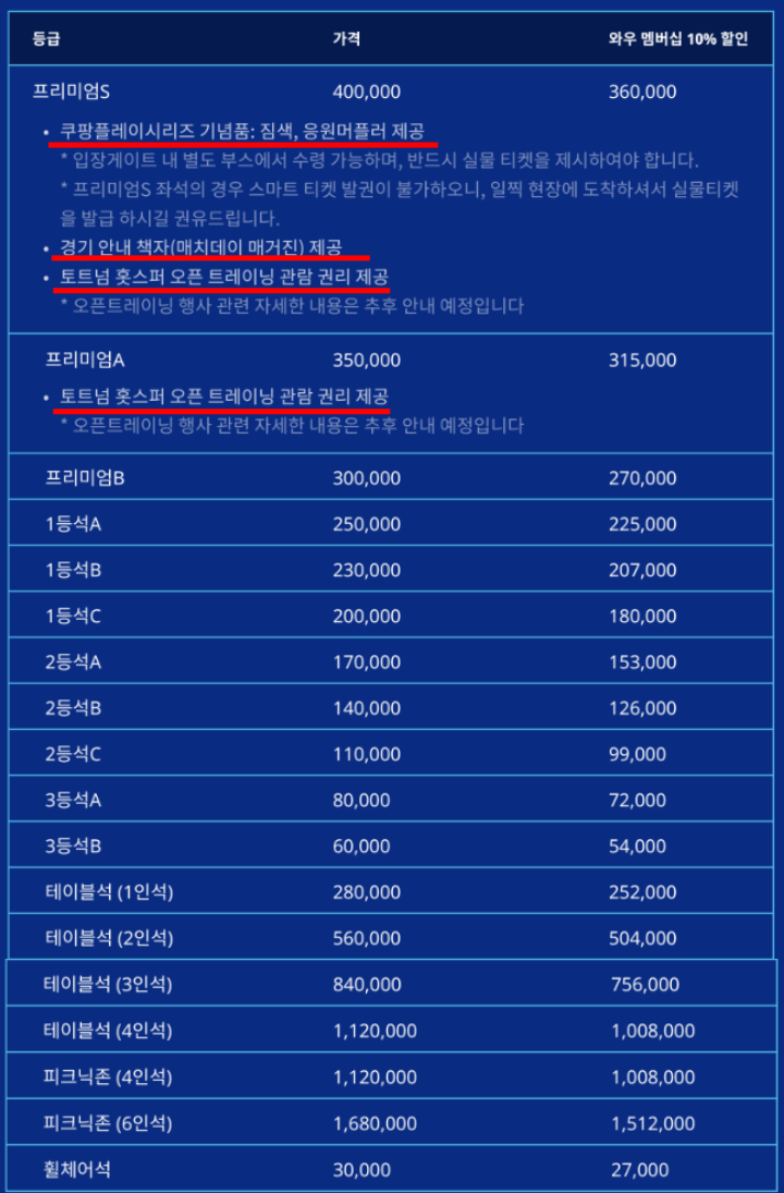 토트넘한국방문-세비야FC경기티켓가격
