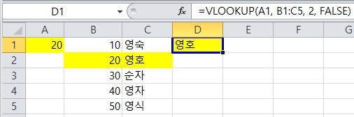 엑셀 vlookup 함수