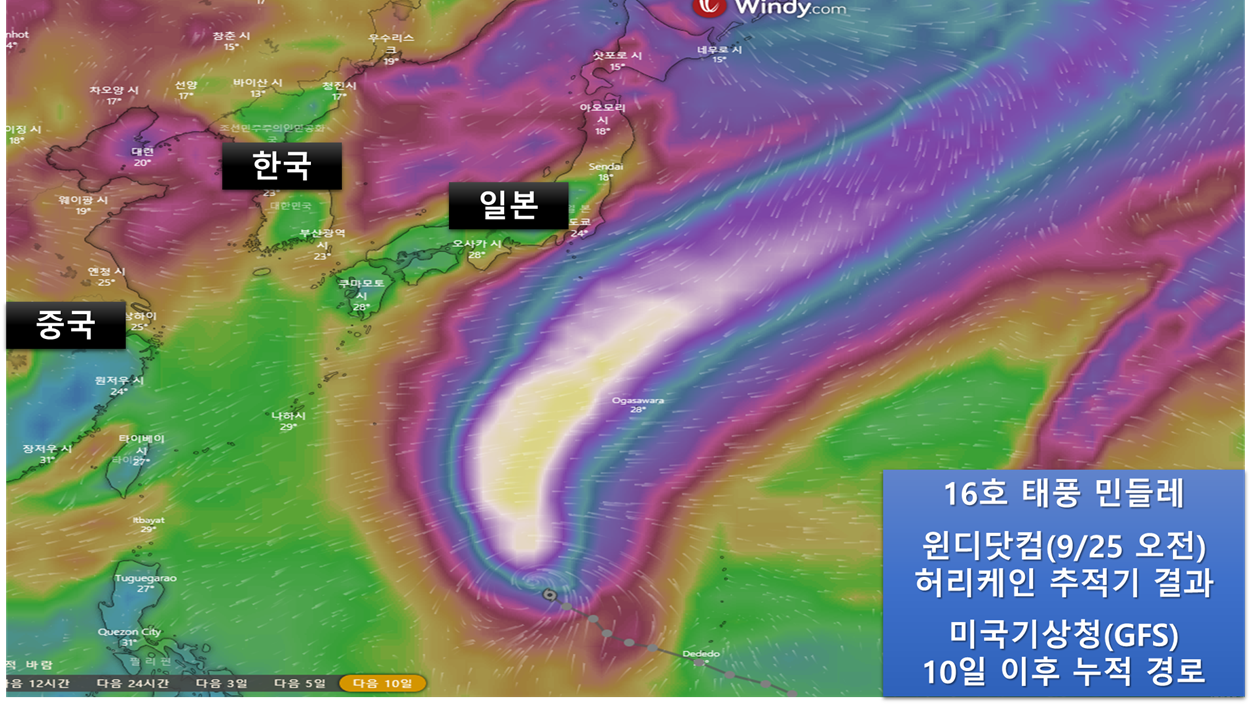 윈디닷컴-미국기상청-GFS-허리케인추적기-예측경로-사진-2021년-9월25일-오전