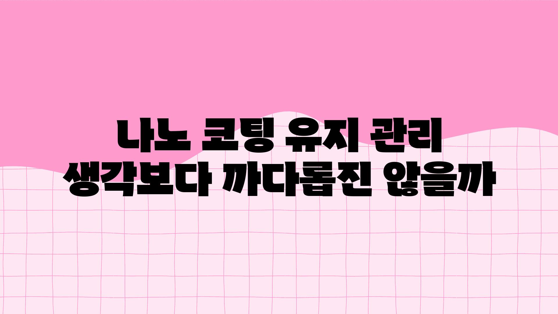 나노 코팅 유지 관리 생각보다 까다롭진 않을까