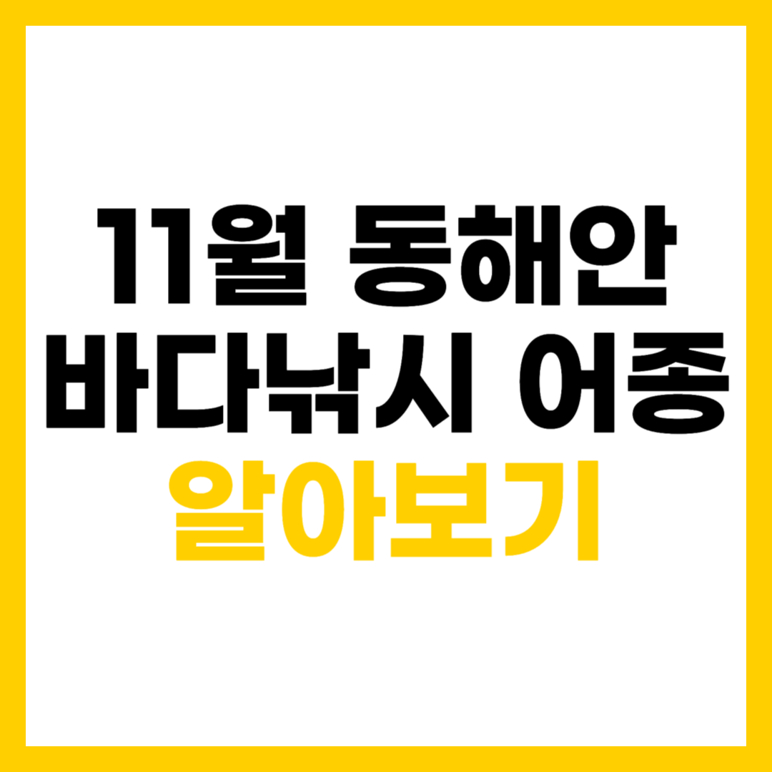 11월 동해안 바다 낚시 대상 어종 알아보기