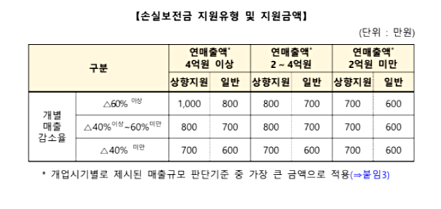 손실보전금-지원금액