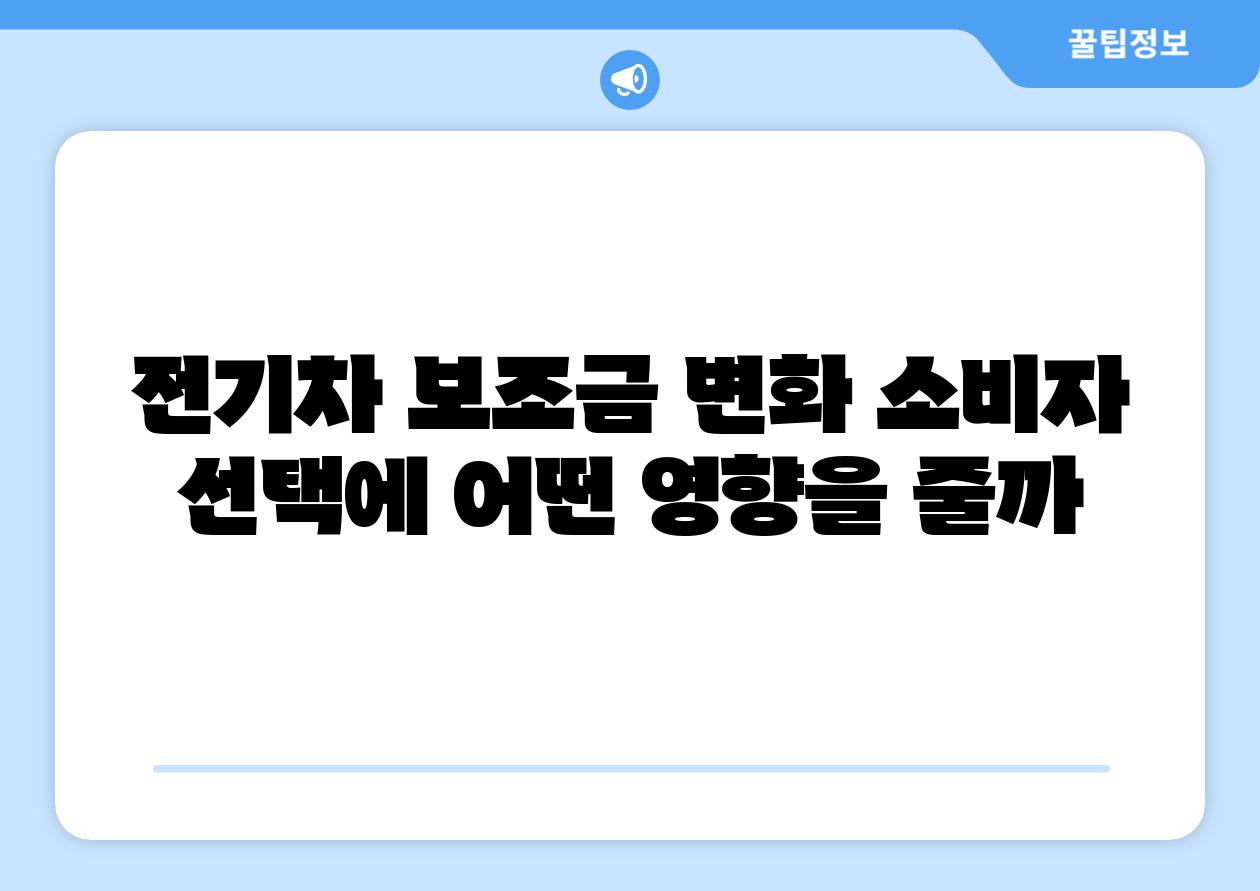 전기차 보조금 변화 소비자 선택에 어떤 영향을 줄까