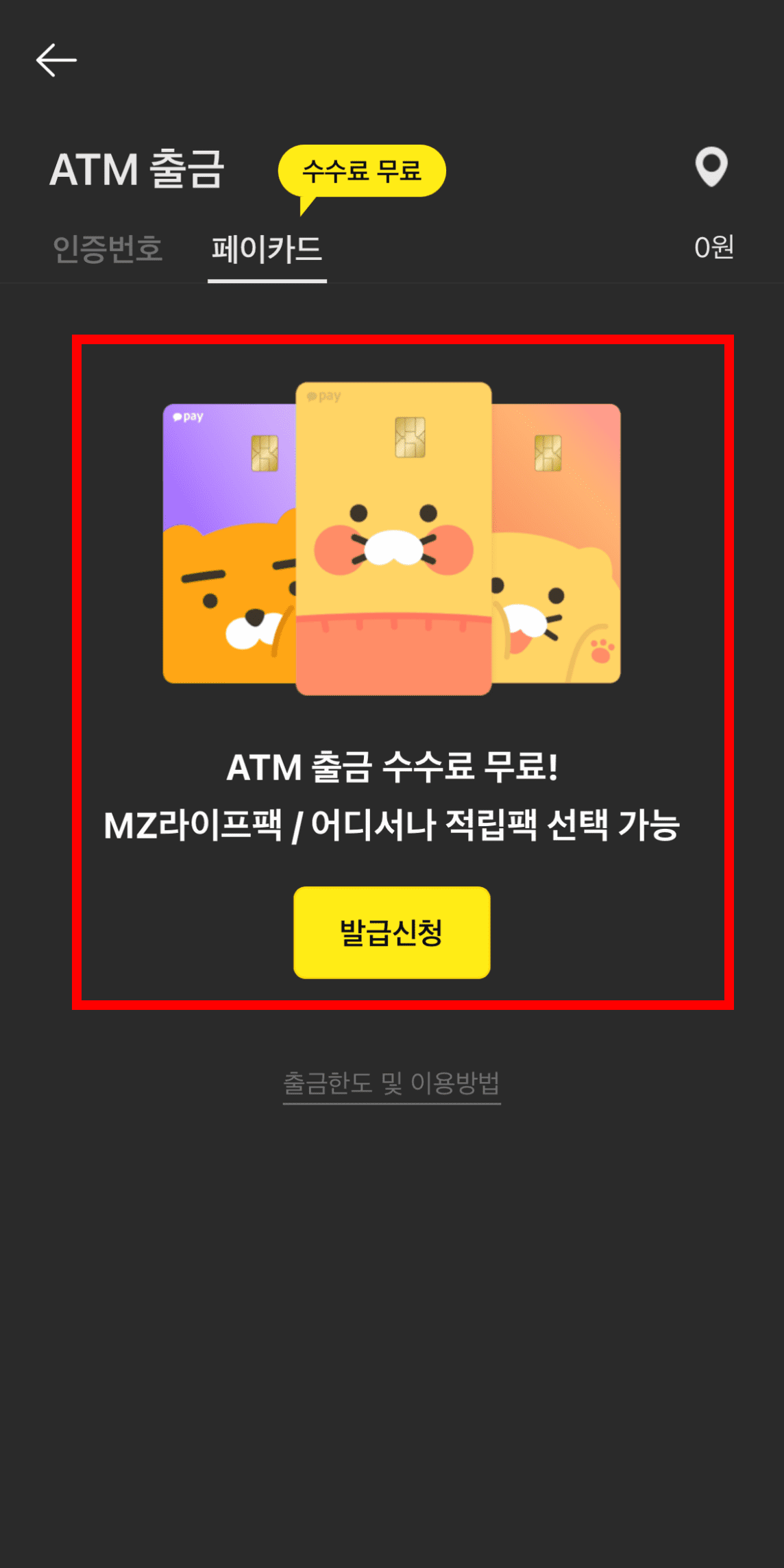 카카오페이 기계에서 출금