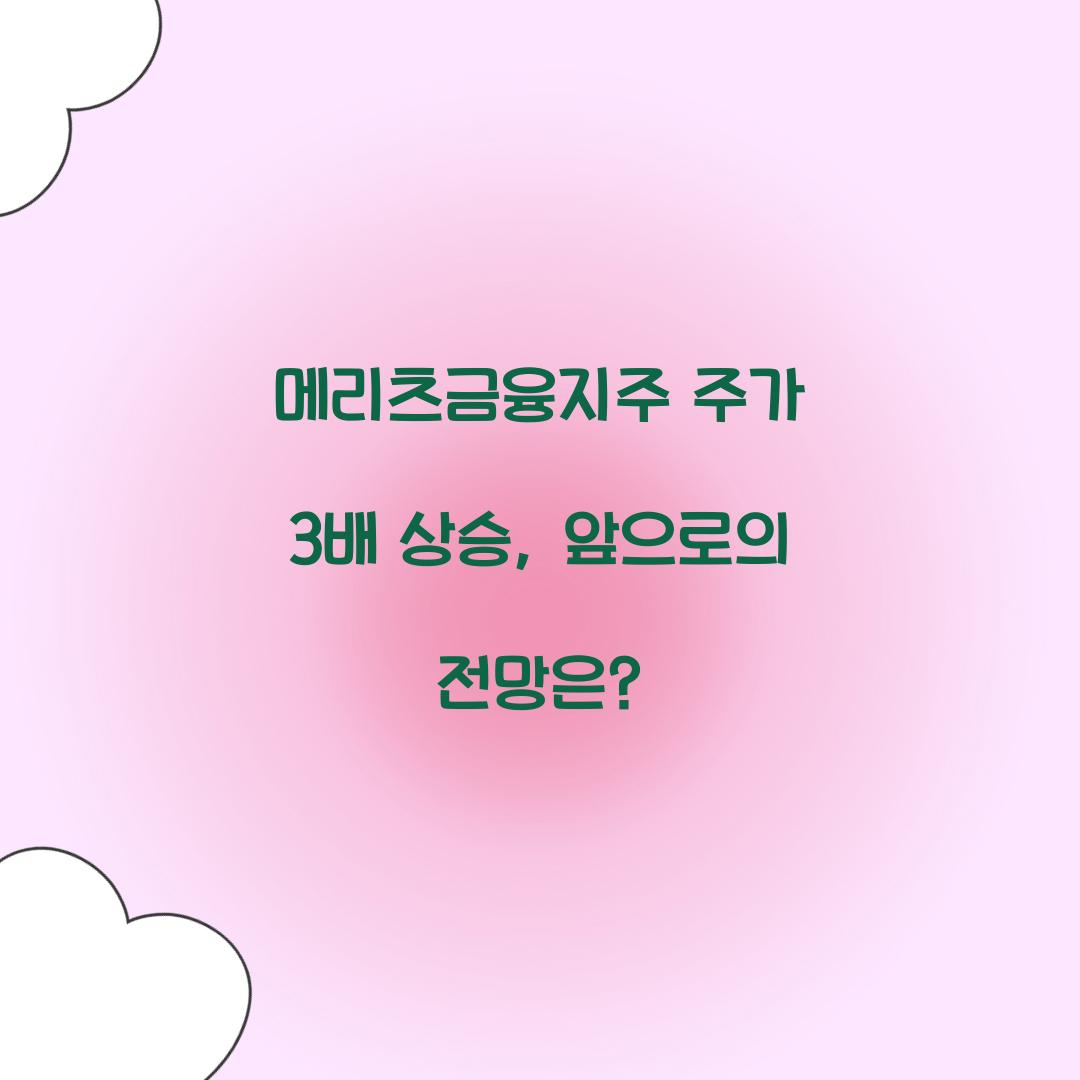 메리츠금융지주 주가 3배 상승