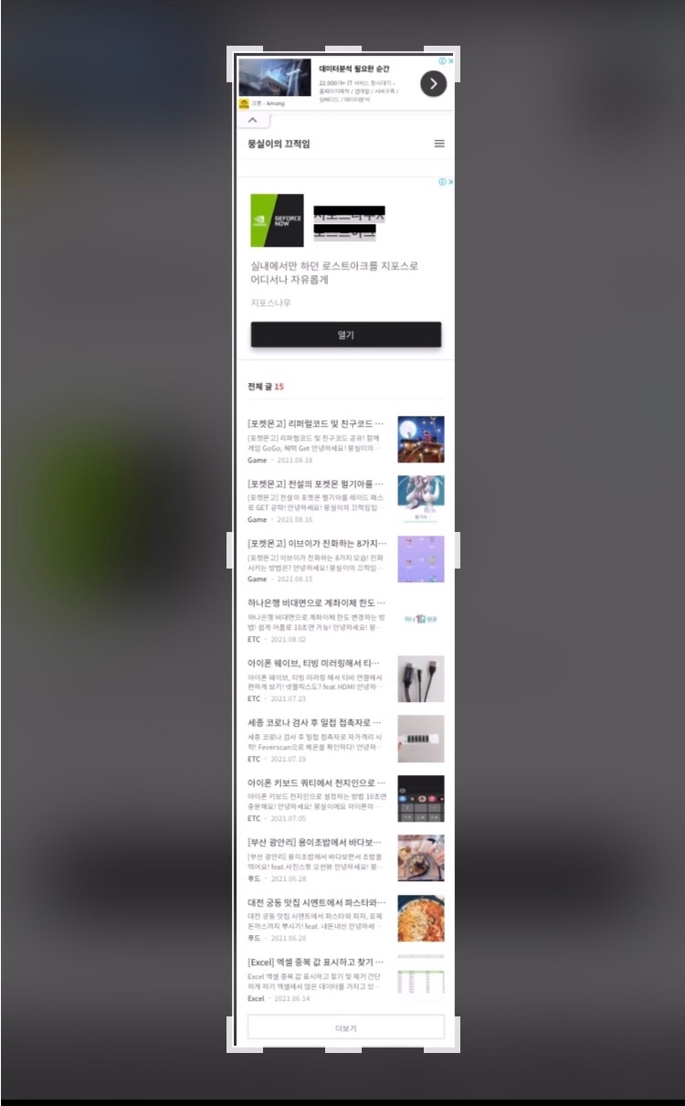  [아이폰] 스크롤캡쳐 길게하는 방법은? 간단하다!