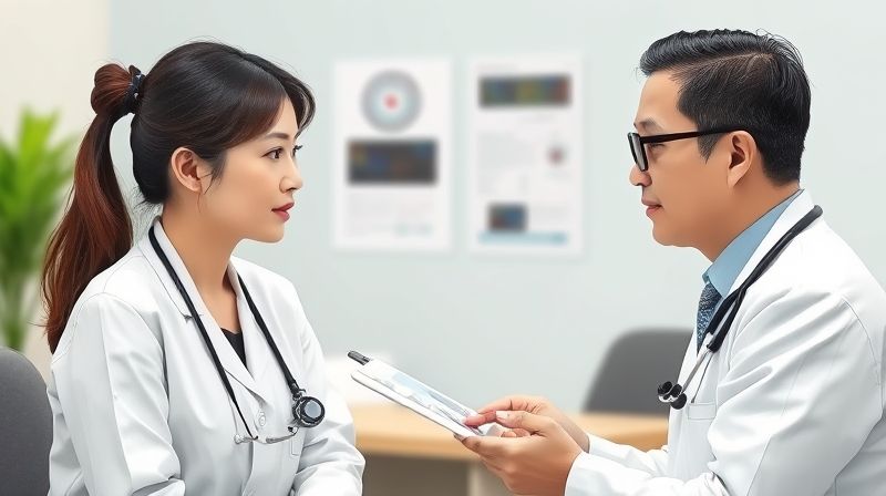 안과 전문의와 아이링 시술에 대해 상담하는 모습