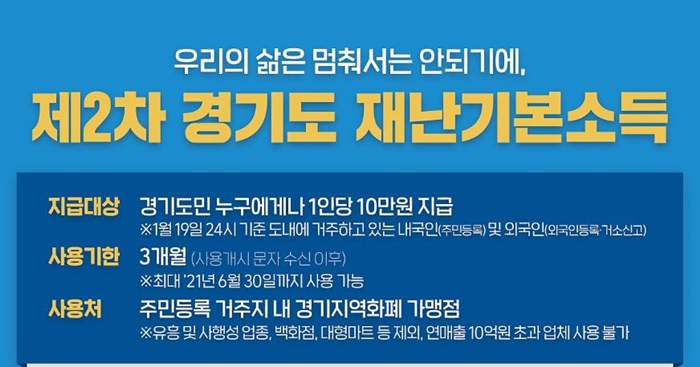  경기도 재난지원금 10만원 2차 재난지원금