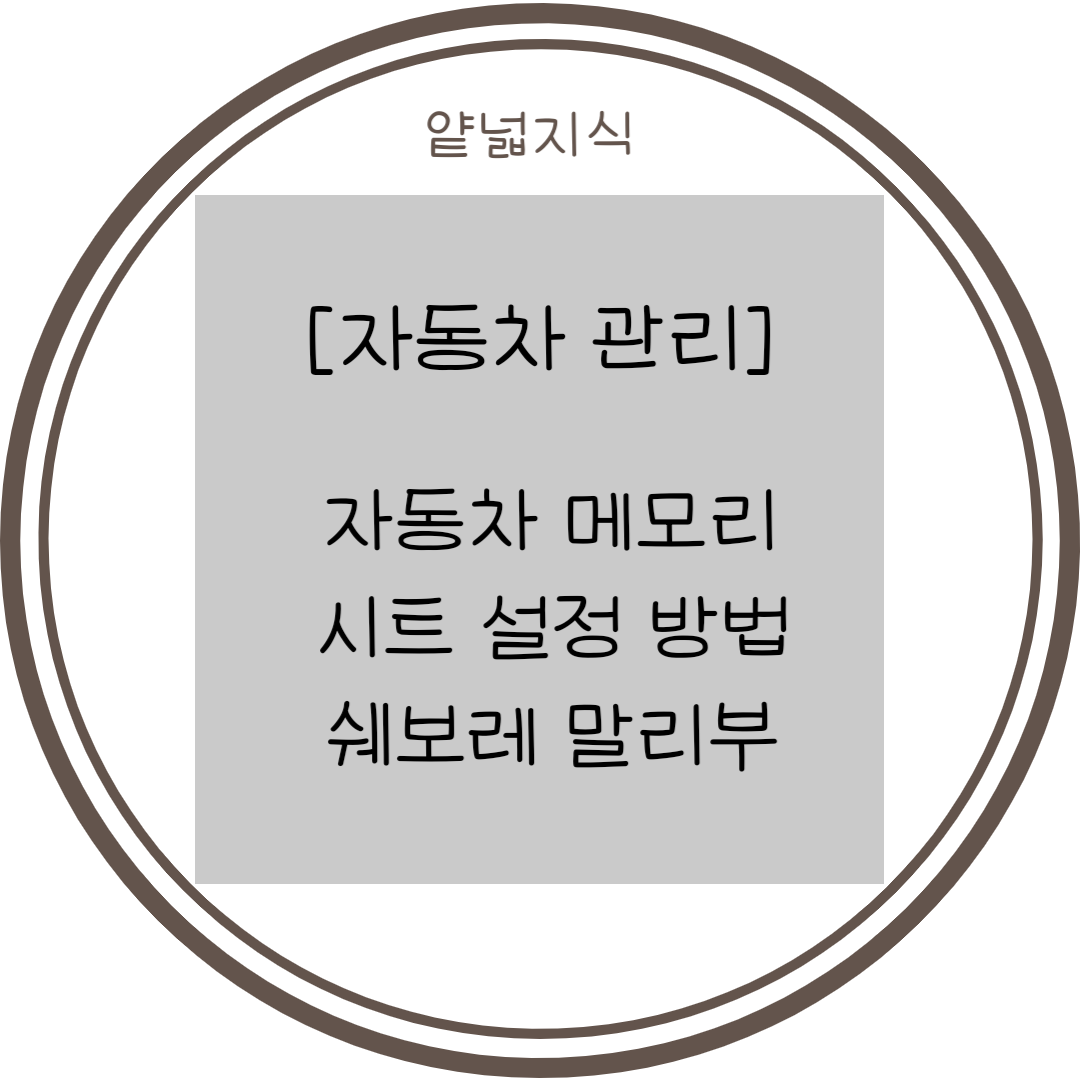  [자동차] 메모리시트 셋팅법 (현대, 기아, 쉐보레 등)