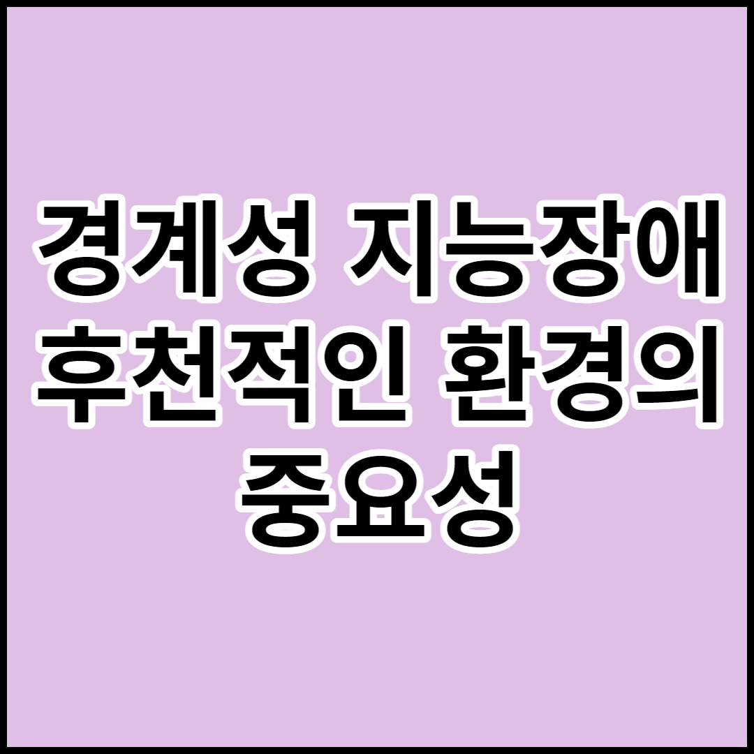  [경계성 지능장애]원인,증상,치료-주변사람에 대한 관심과 대화의 필요성