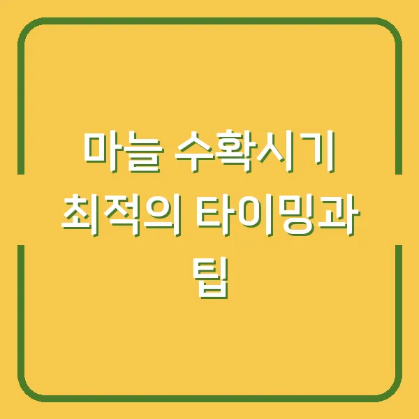 마늘 수확시기 최적의 타이밍과 팁