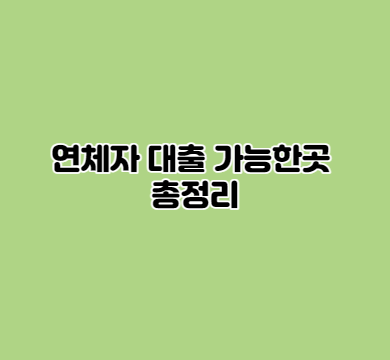  연체자 대출 가능한곳 총정리