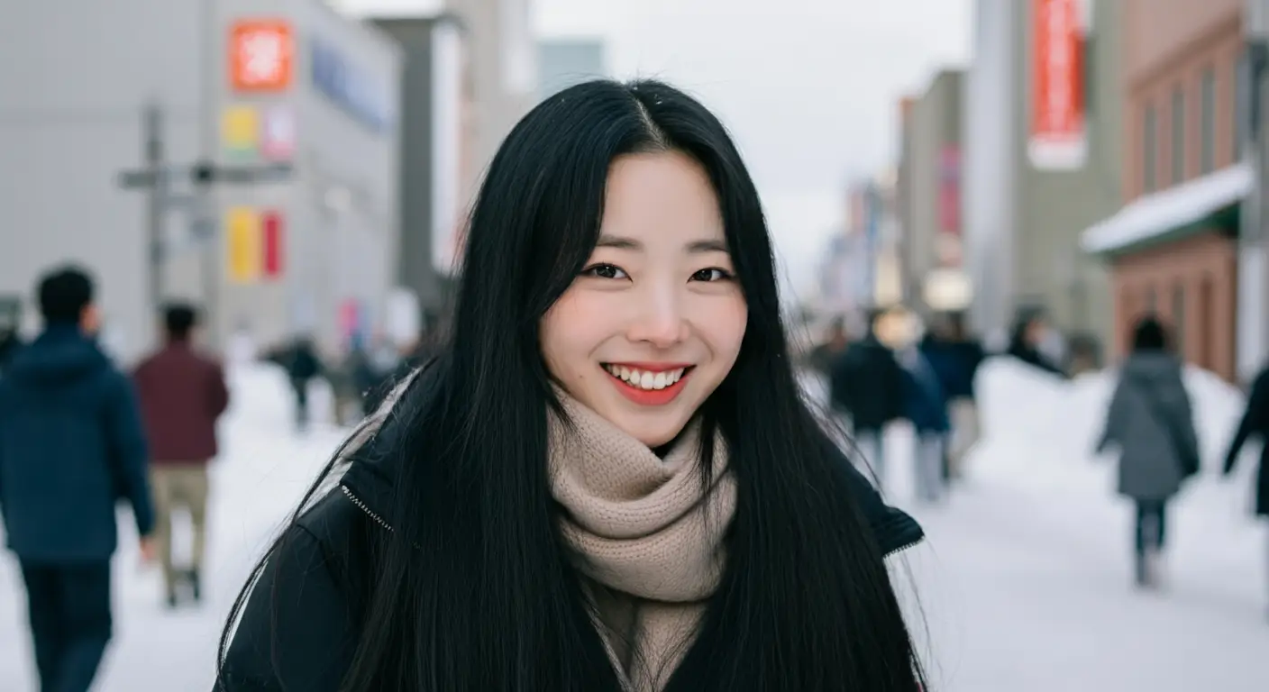 겨울 여행을 하는 여성