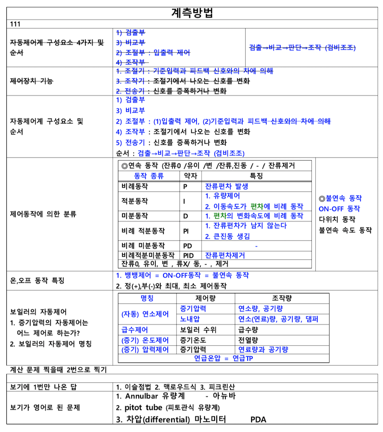 에너지관리기사 계측방법 요점정리