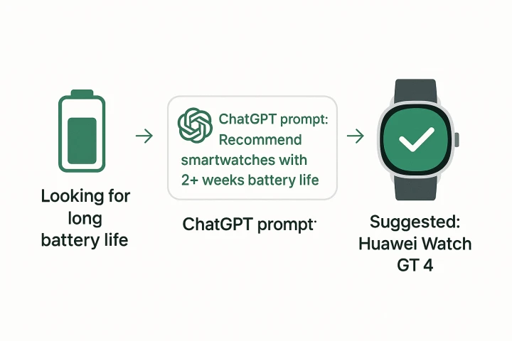 ChatGPT 프롬프트로 배터리 오래가는 스마트워치를 추천받는 흐름도