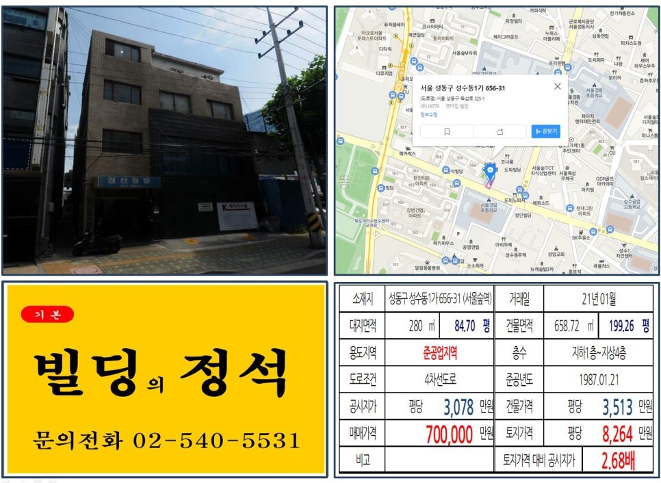 성동구 성수동1가 656-31번지 건물이 2021년 01월 매매 되었습니다.