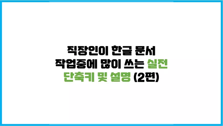  직장인이 한글 문서 작업중에 많이 쓰는 실전 단축키 및 설명 (2편)