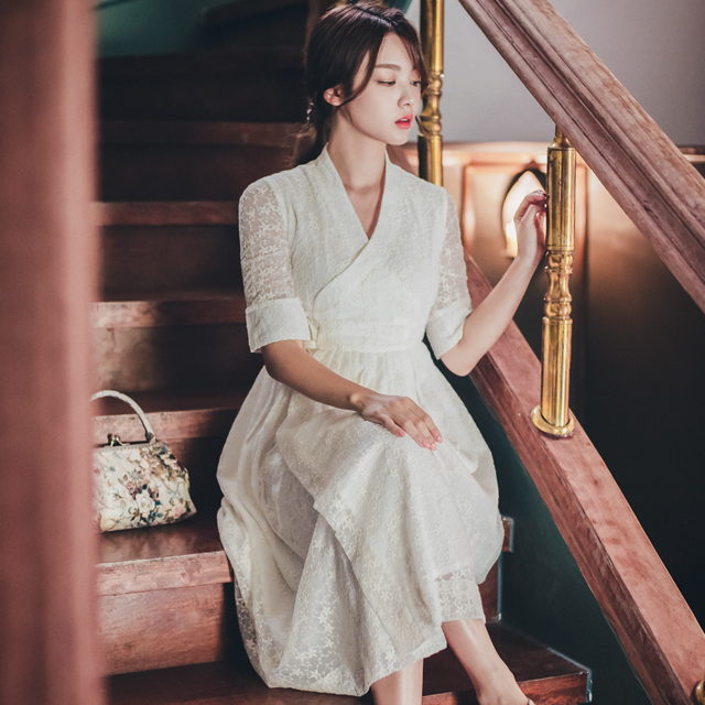 봄여름 생활한복 철릭원피스 첫눈 아이보리 수설화