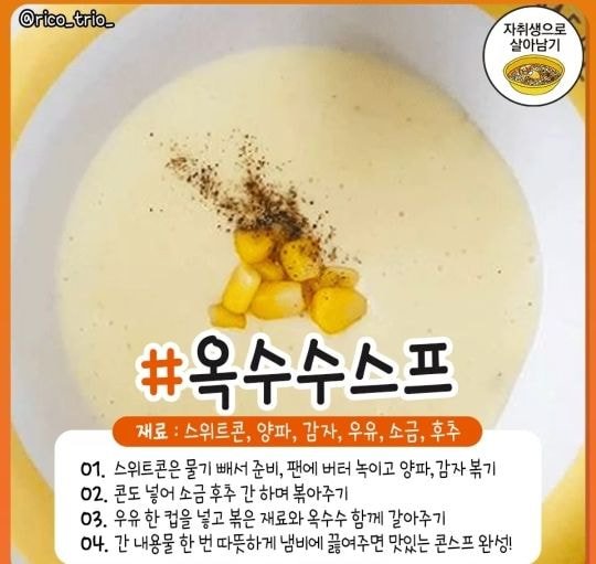  자취생으로 살아남기! 스프 레시피