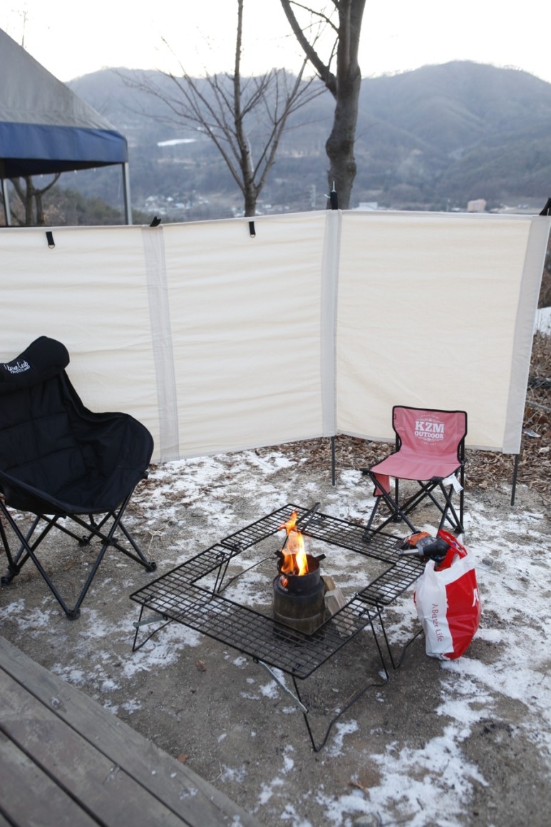 10도 혹한기 동계 캠핑, 사이트 정보 포천 캠핑플래닛 B30번, 난로 대여, 영하 9