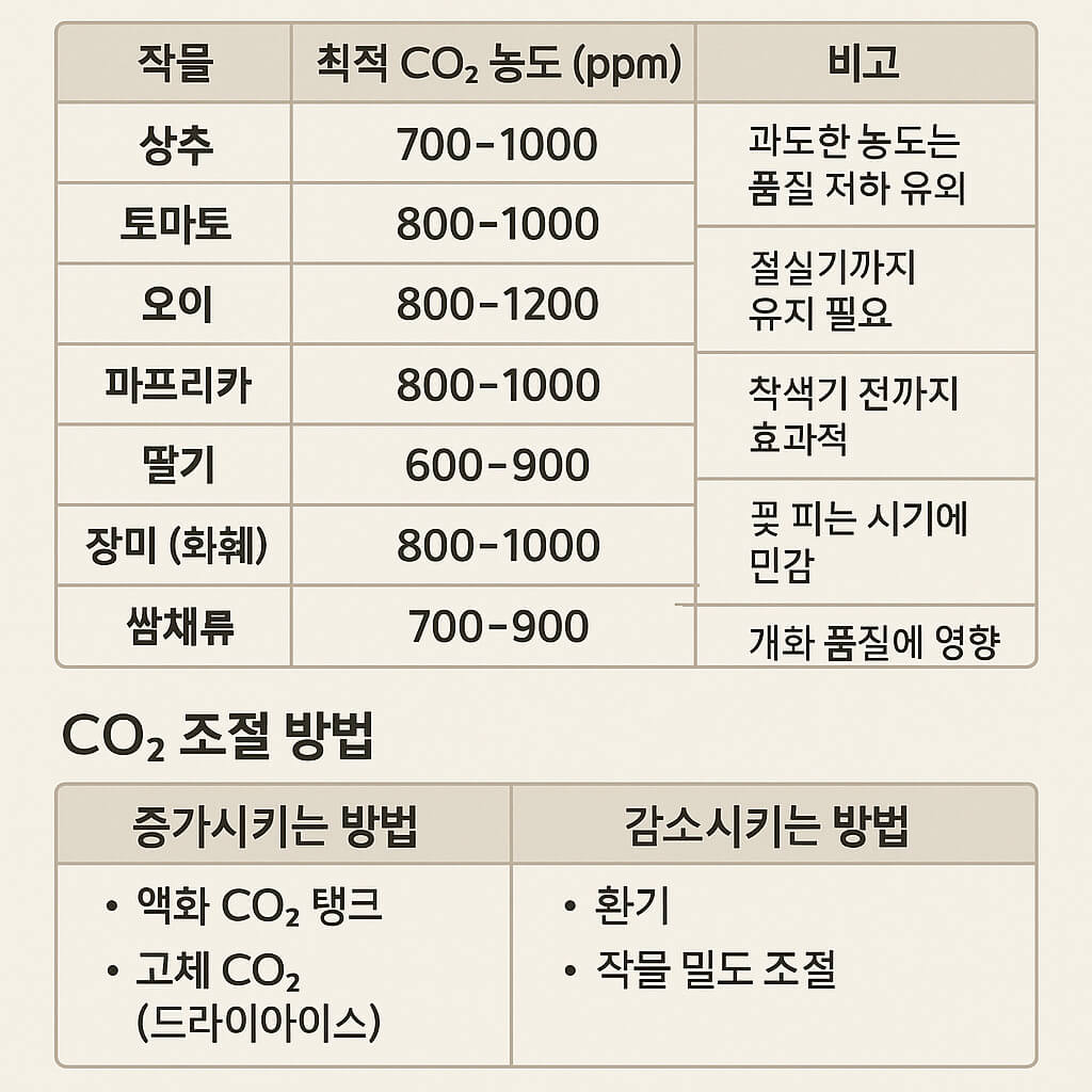 작물별 최적 CO₂ 수치와 조절