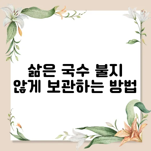 삶은 국수 불지 않게 보관하는 방법