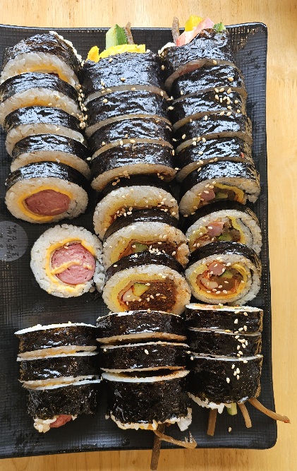 소세지 김밥, 매콤 멸치 김밥, 매콥 광판김밥