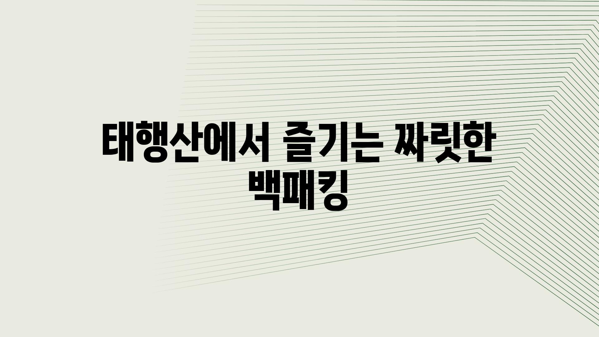 태행산에서 즐기는 짜릿한 백패킹