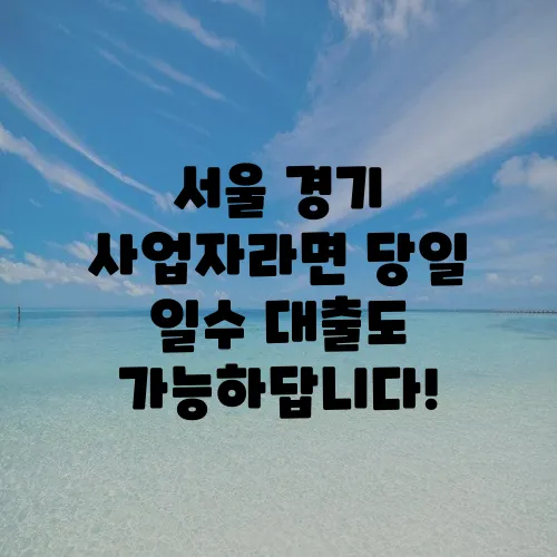 서울 경기 사업자라면 당일 일수 대출도 가능하답니다!