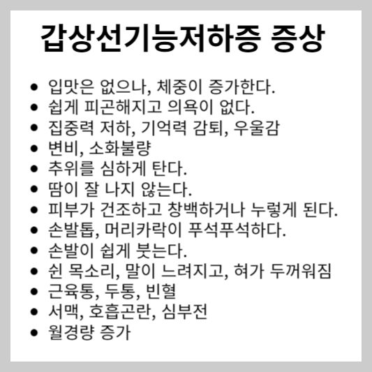 갑상선기능저하증 증상