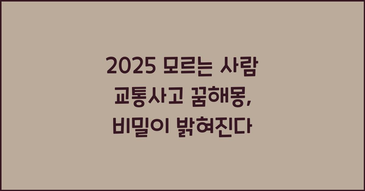 2025 모르는 사람 교통사고 꿈해몽
