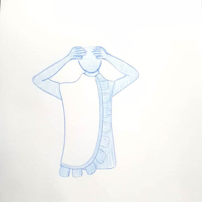  Blue Morning 우울한 아침 일러스트레이션 색연필화 그리기