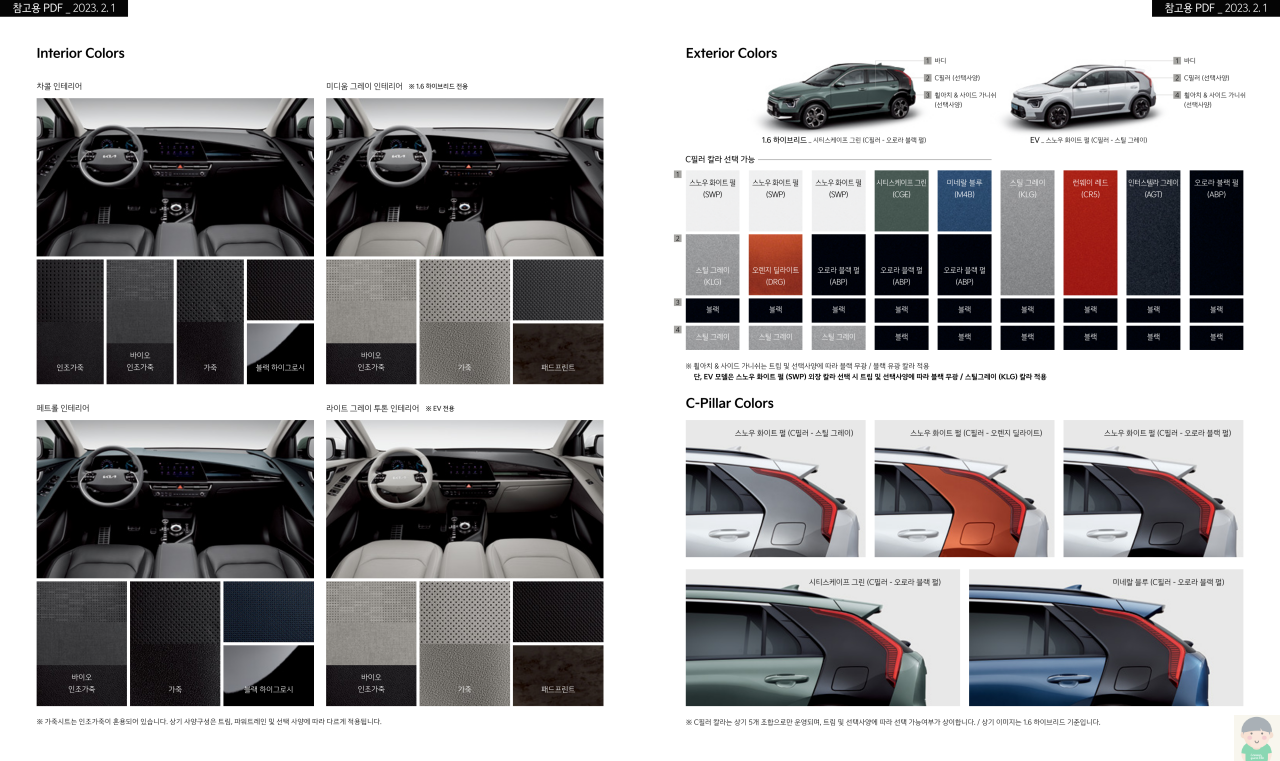 2023 기아 니로 카탈로그와 가격표 바로보기