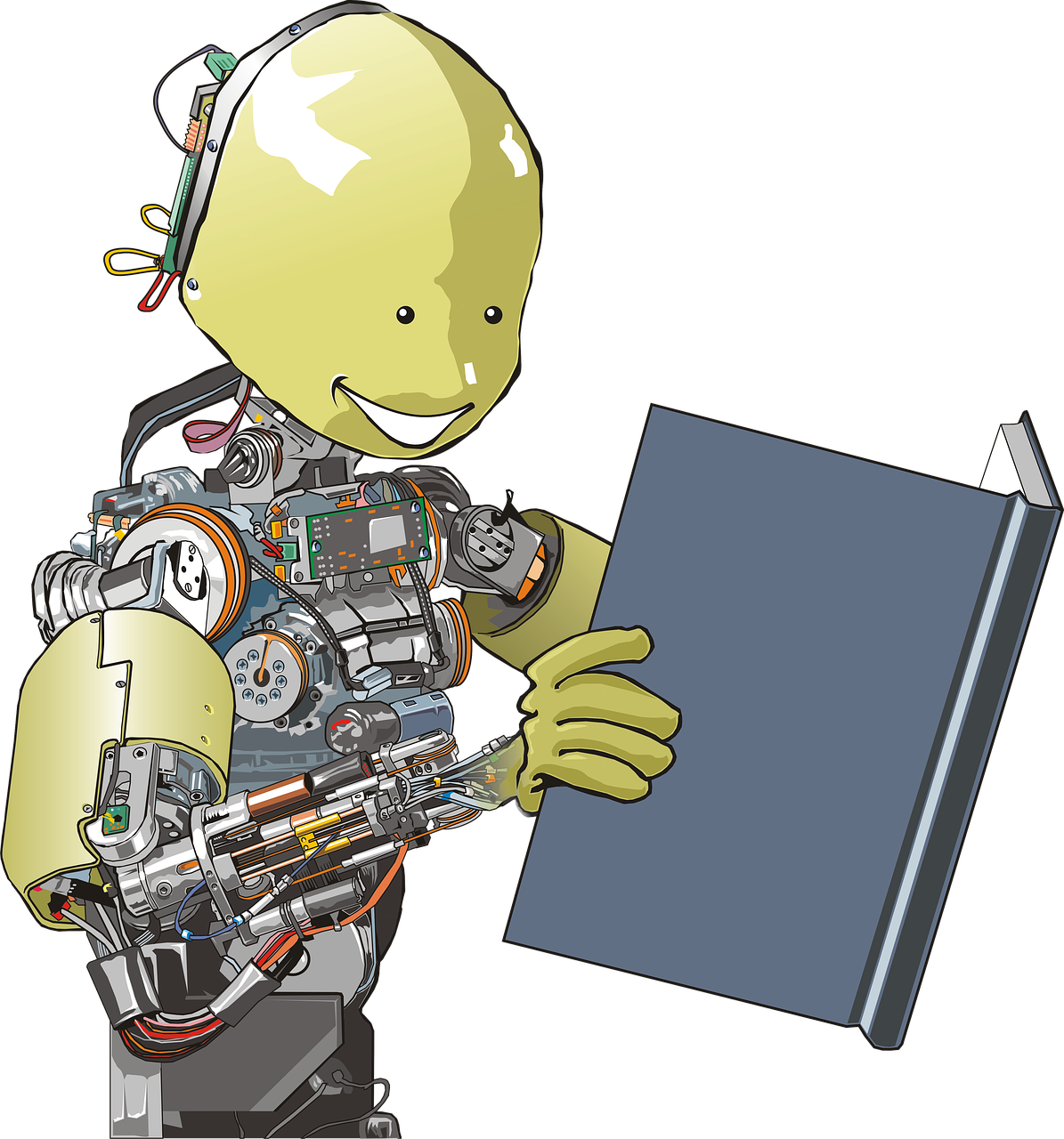 robot reading the book