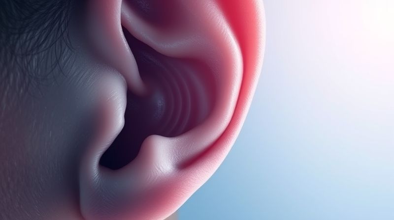 귀 내부에서 발생하는 음파를 추상적으로 표현한 클로즈업 이미지