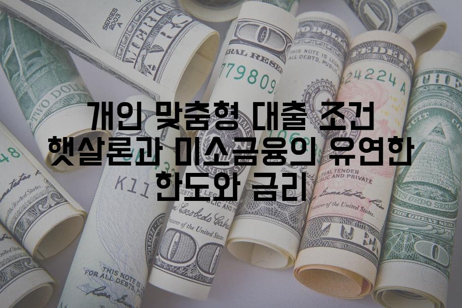 개인 맞춤형 대출 조건 햇살론과 미소금융의 유연한 한도와 금리