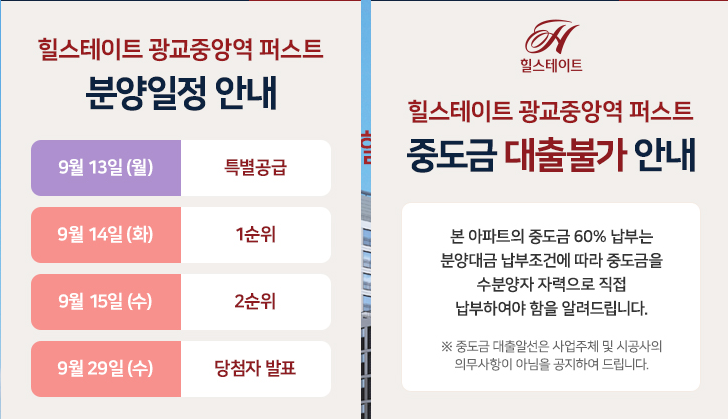 힐스테이트 광교중앙역 퍼스트 중도금 대출 불가