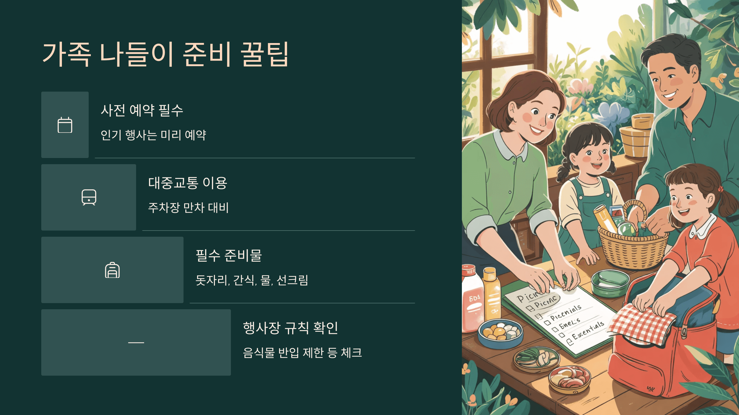가족 나들이 준비 꿀팁