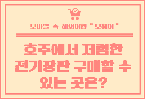  호주에서 저렴한 전기장판 구매할 수 있는 곳은?