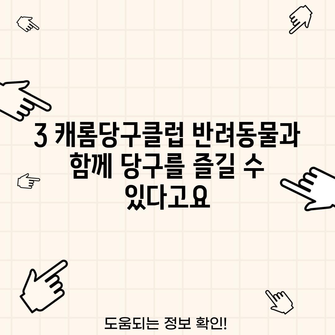 3. 캐롬당구클럽: 반려동물과 함께 당구를 즐길 수 있다고요?