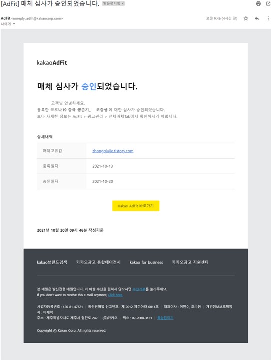  카카오 애드핏 승인 feat. 블로그 개설 한 달 미만